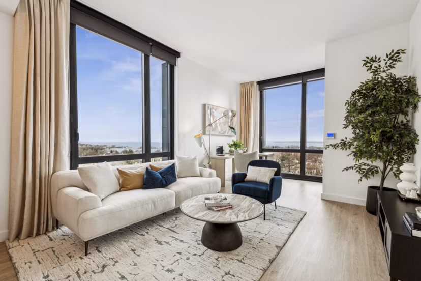 living room at The Leaf Apartments 