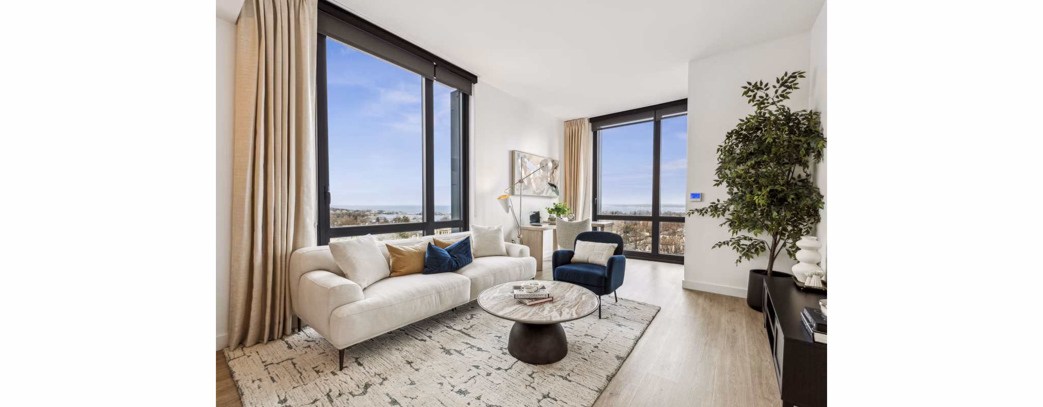 living room at The Leaf Apartments 