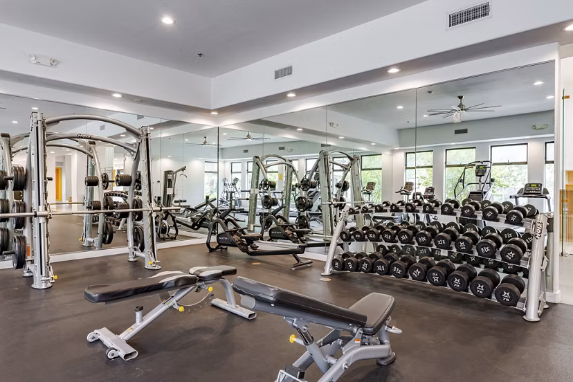 fitness center at The Ridge at Clear Creek Apartments