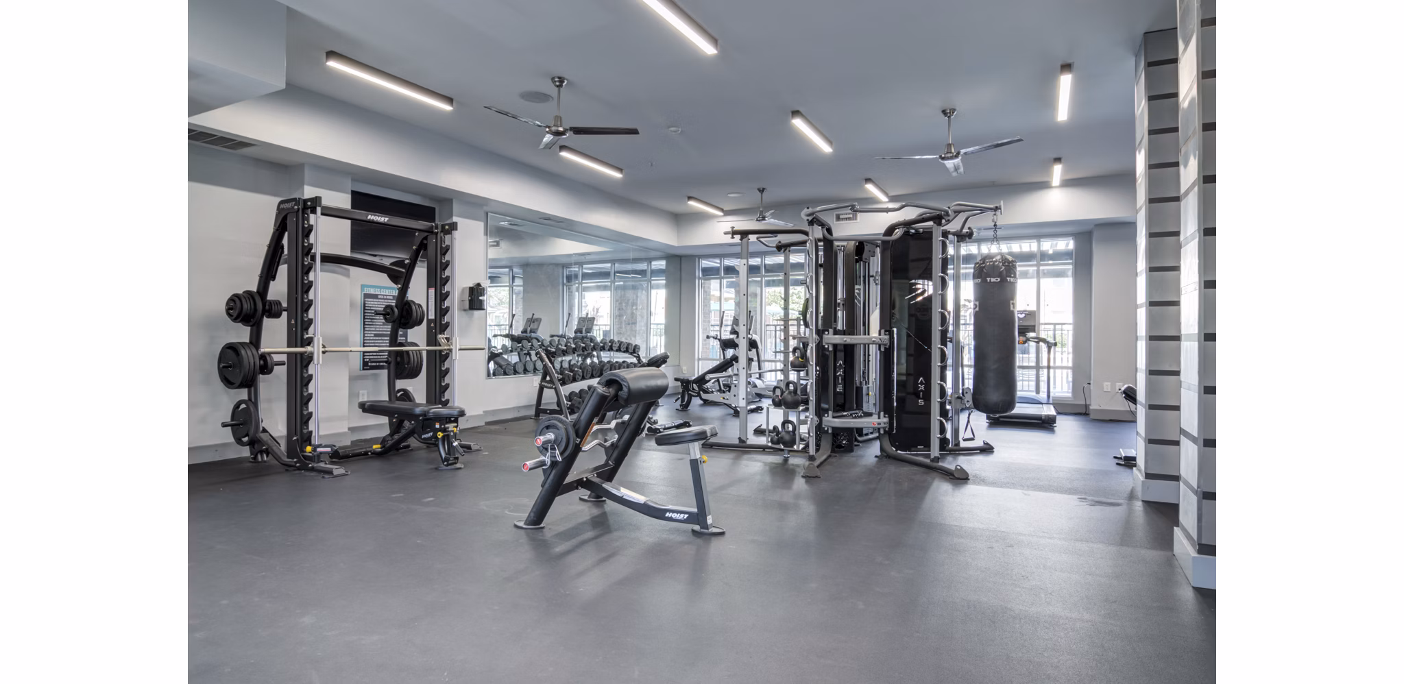 fitness center at The Blake Apartments
