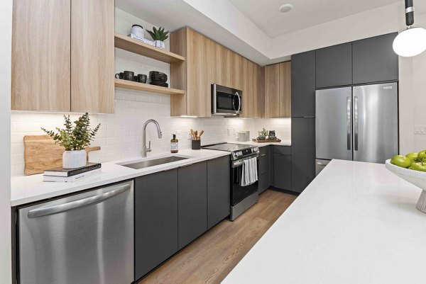 kitchen at Alexan LoSo Apartments 