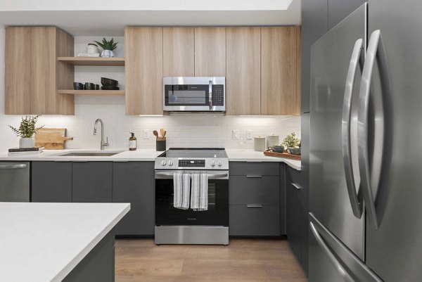 kitchen at Alexan LoSo Apartments 