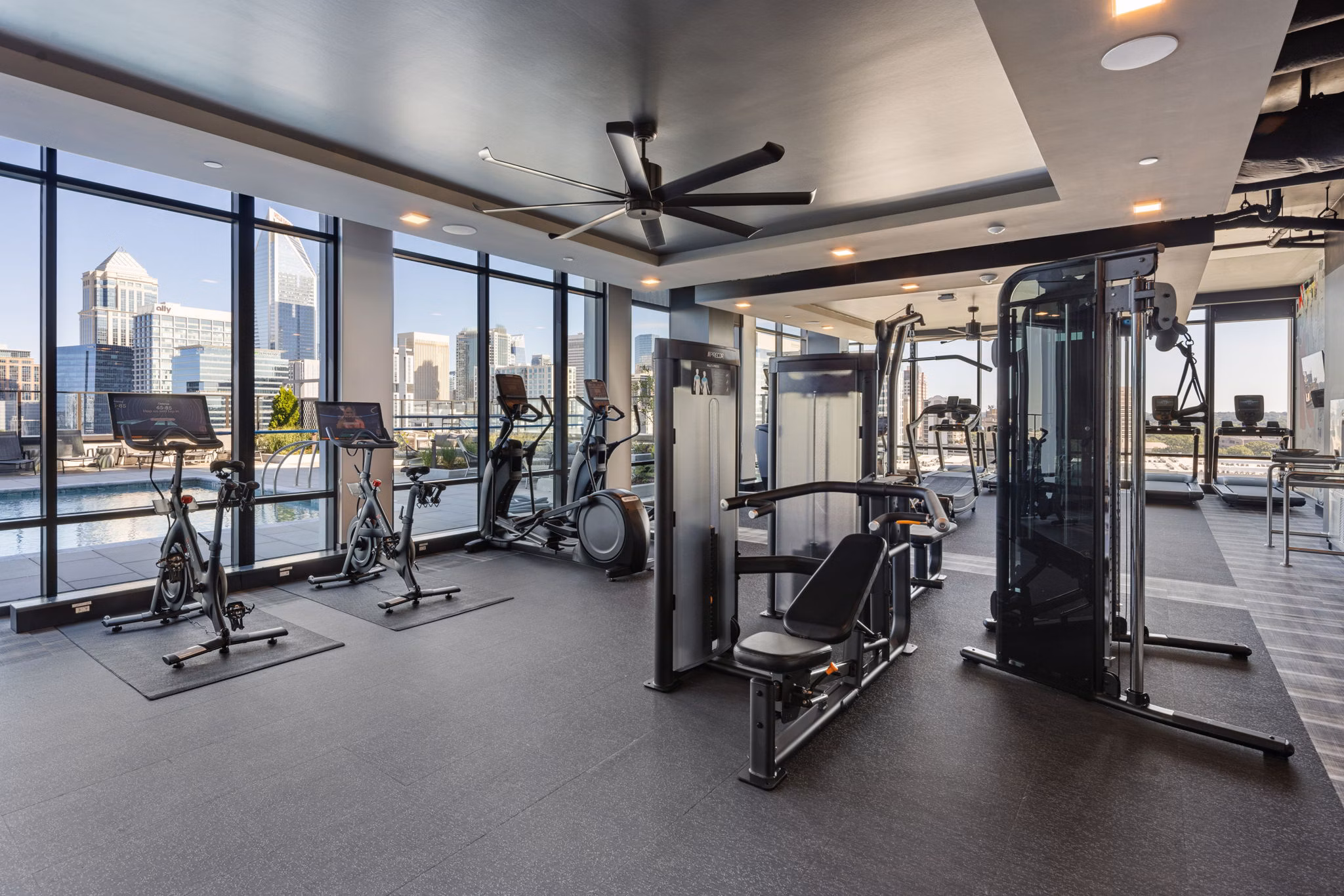 fitness center at Overlook at Radius Dilworth Apartments