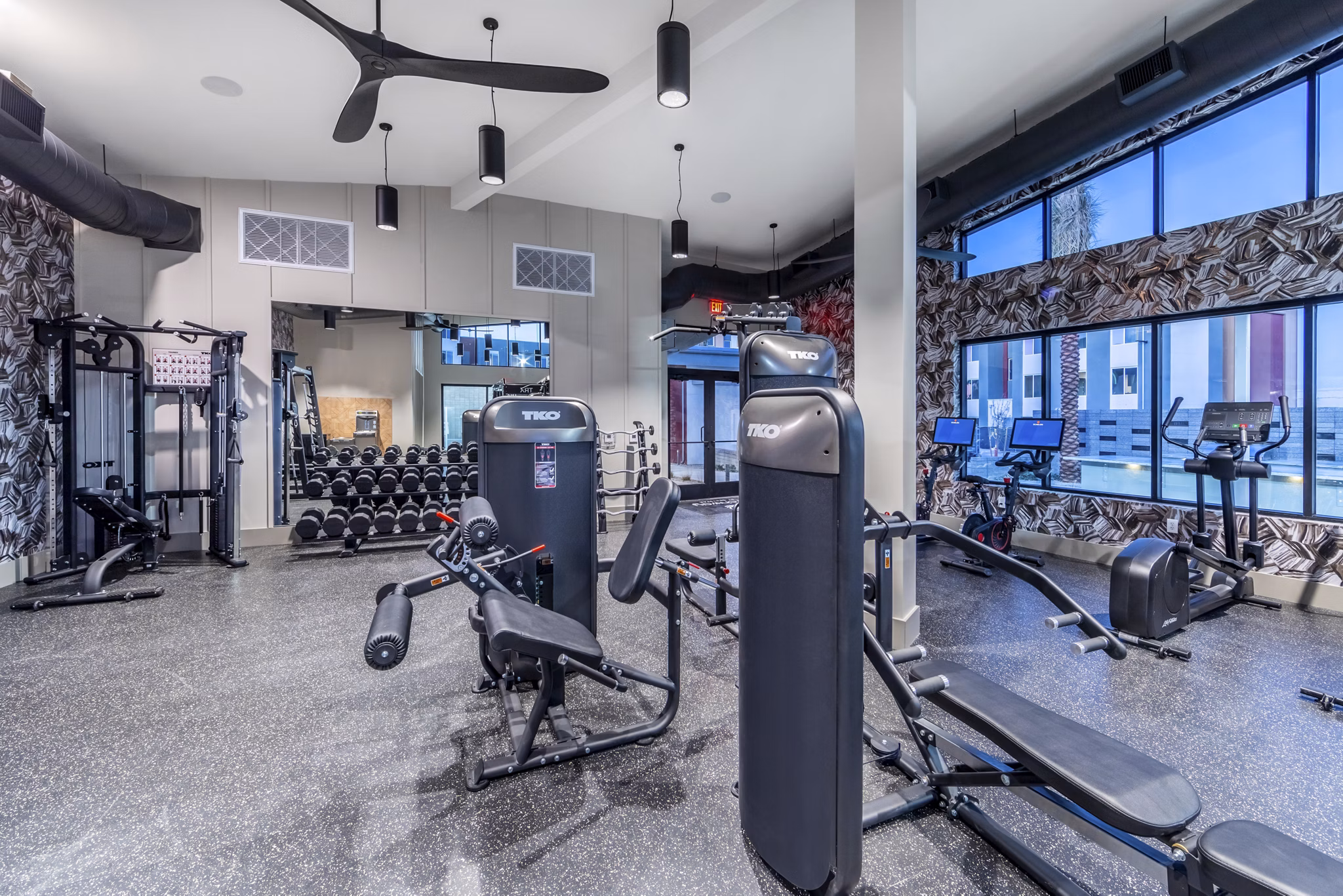 fitness center at Birchway Tropicana Apartments