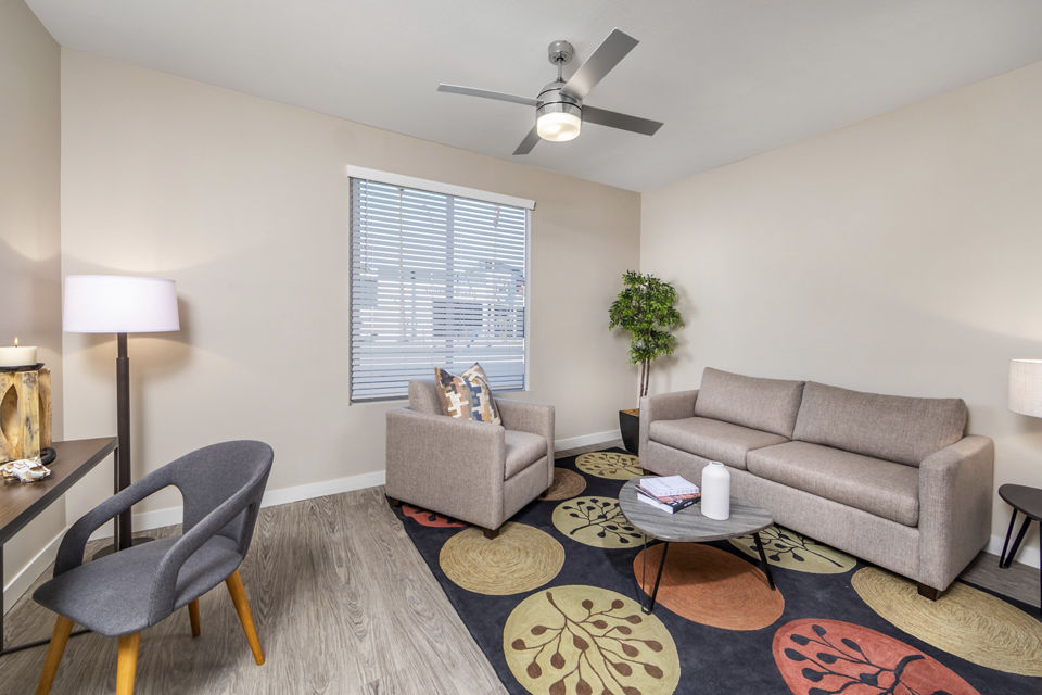 living room and home office at Birchway Tropicana Apartments