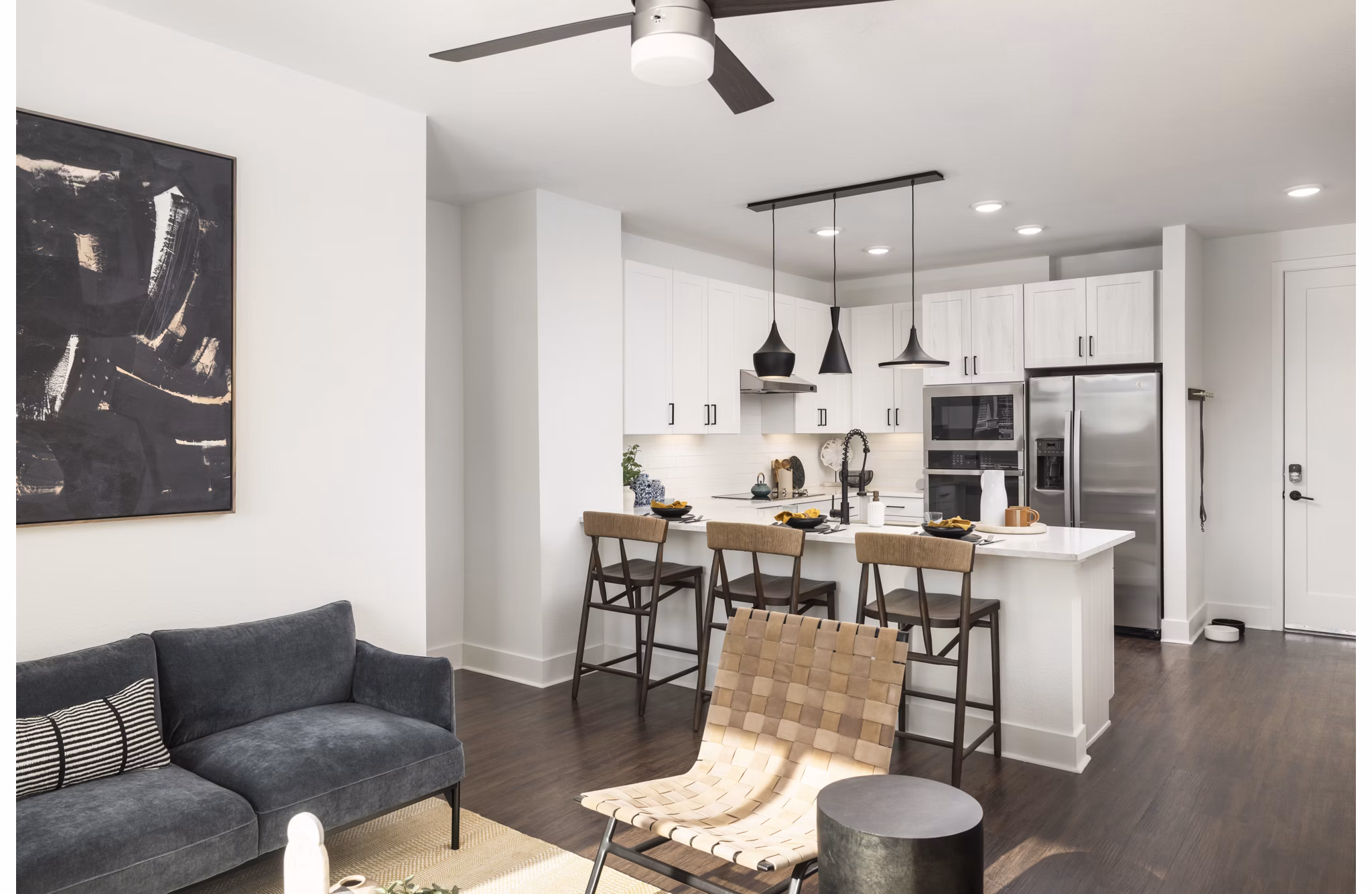 living room at RYE Central Park Apartments