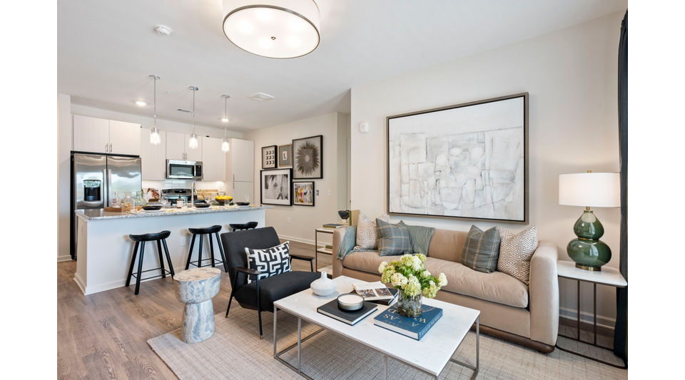 living room at The Duke Metrocenter Apartments