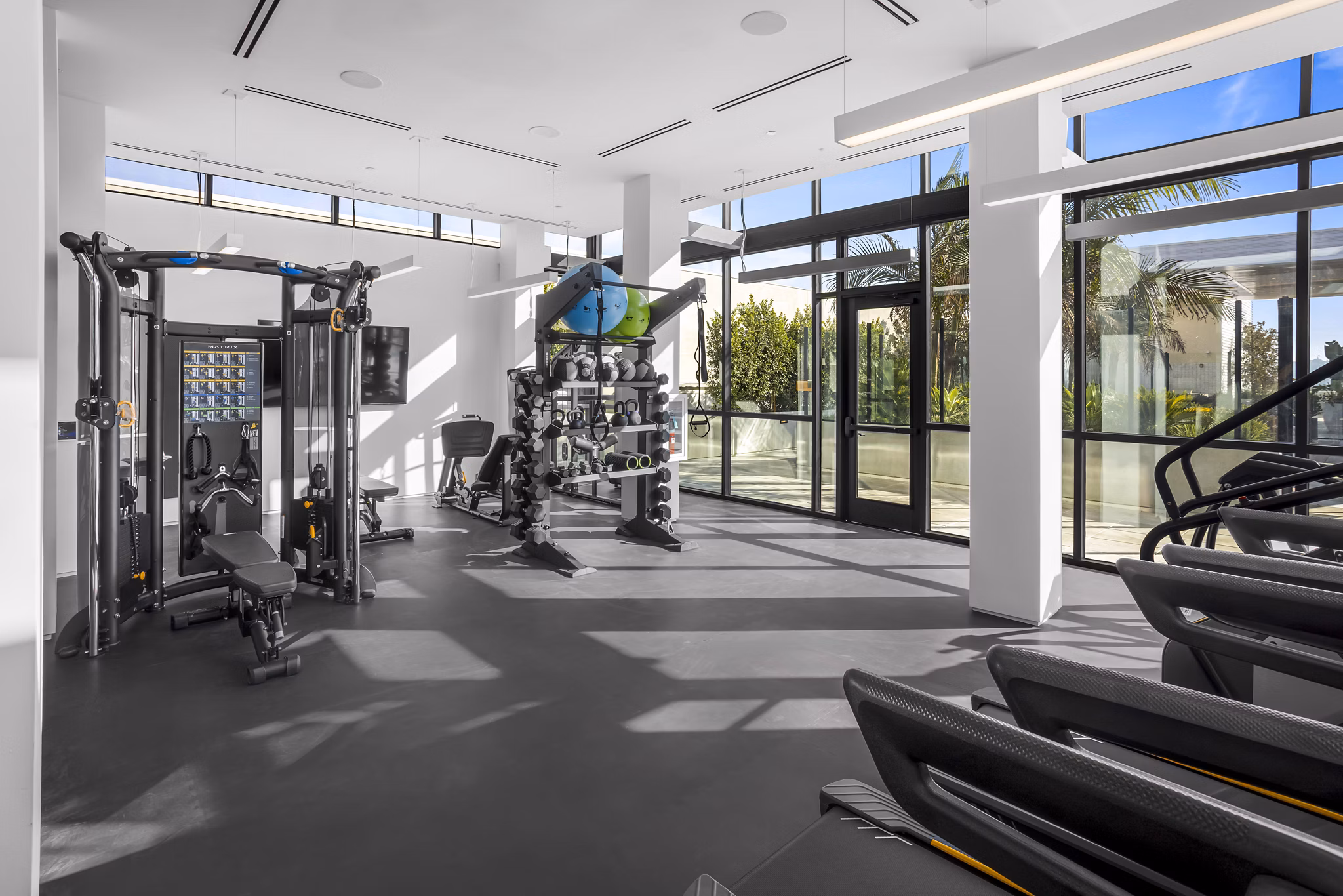 fitness center at Intro Apartments