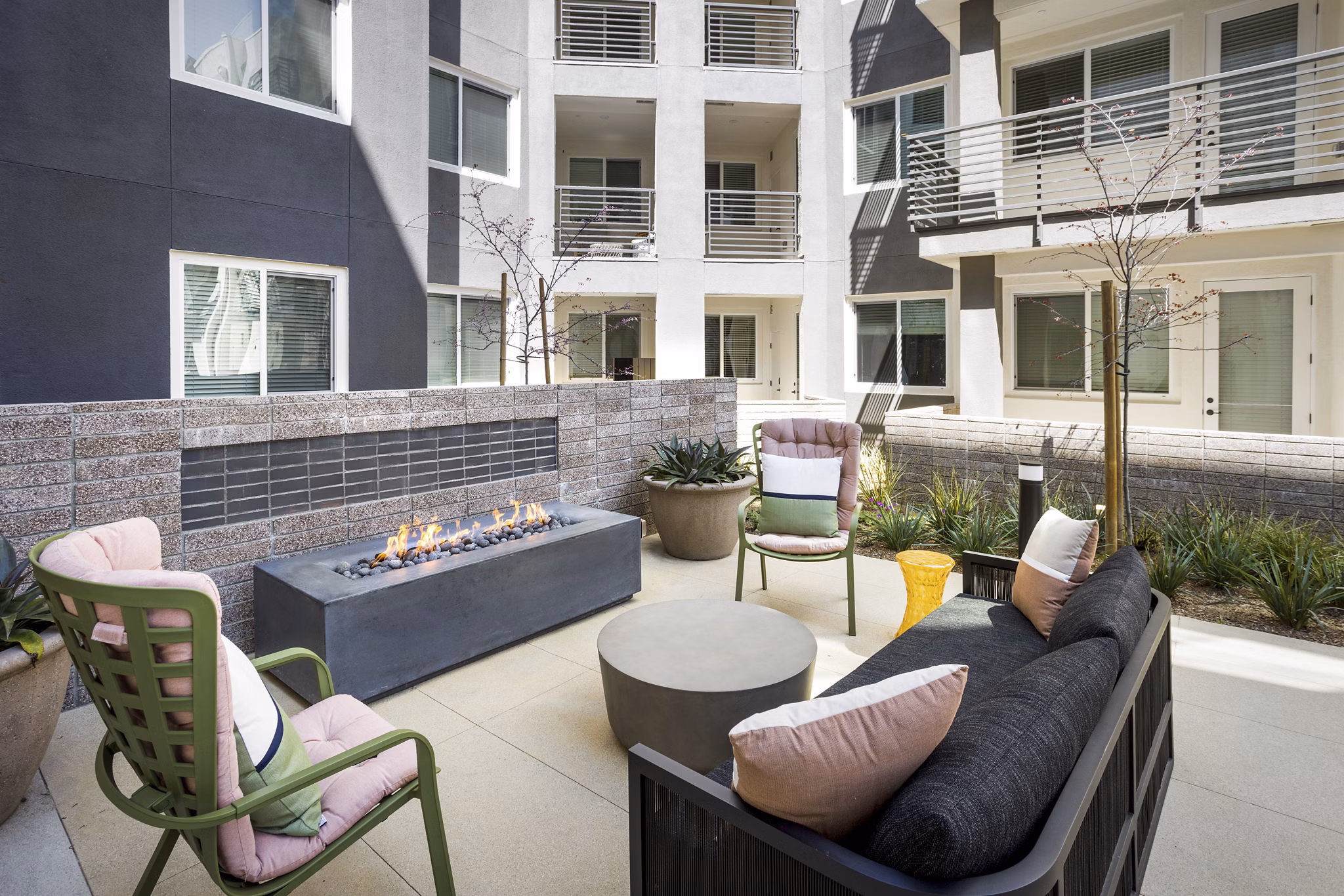 fire pit at Alexan NoHo West Apartments