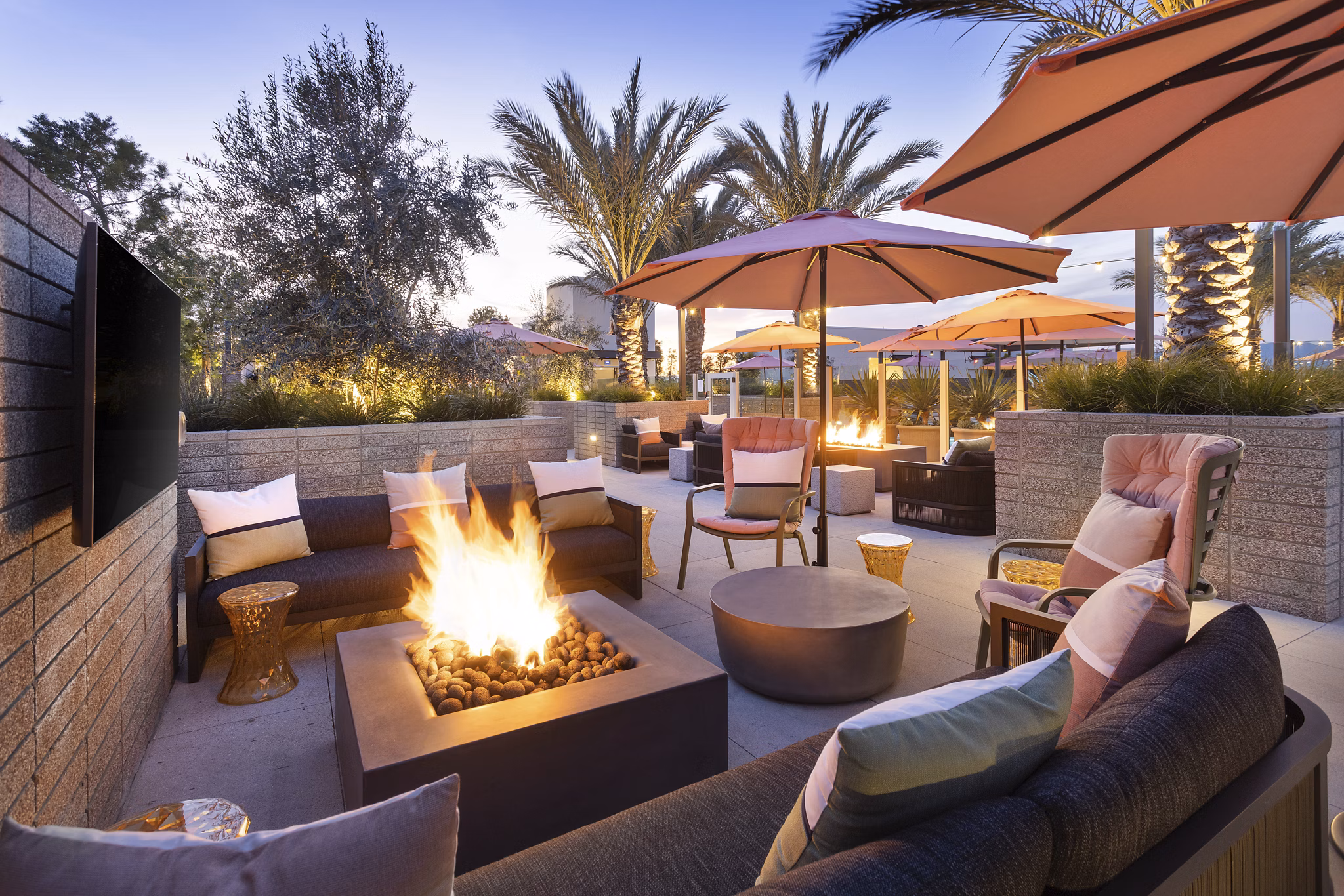 fire pit at Alexan NoHo West Apartments