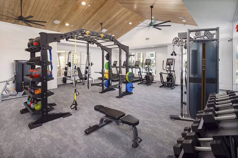 fitness center at Render Stockbridge Apartments 