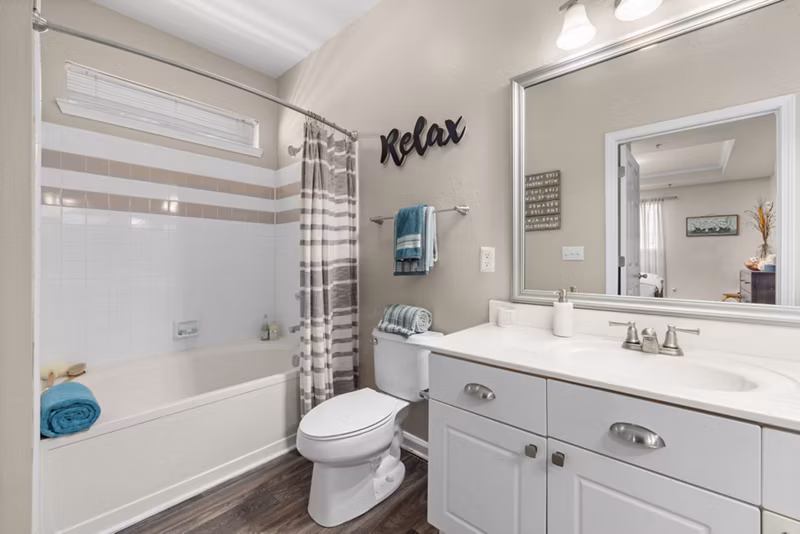 bathroom at The Lex at Brier Creek Apartments