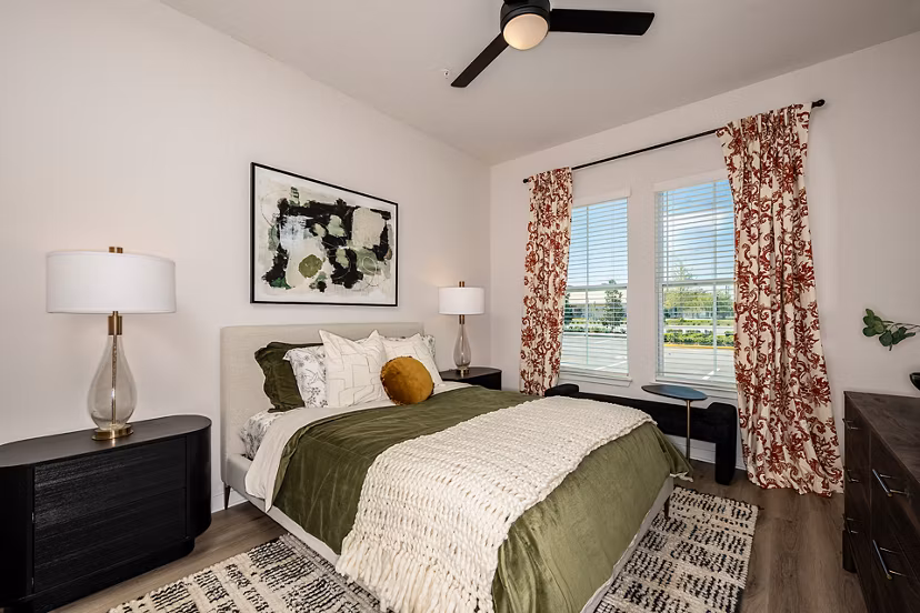 bedroom at The Allen Apartments