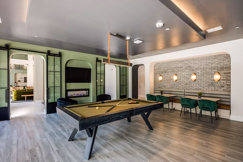 game room at The Allen Apartments