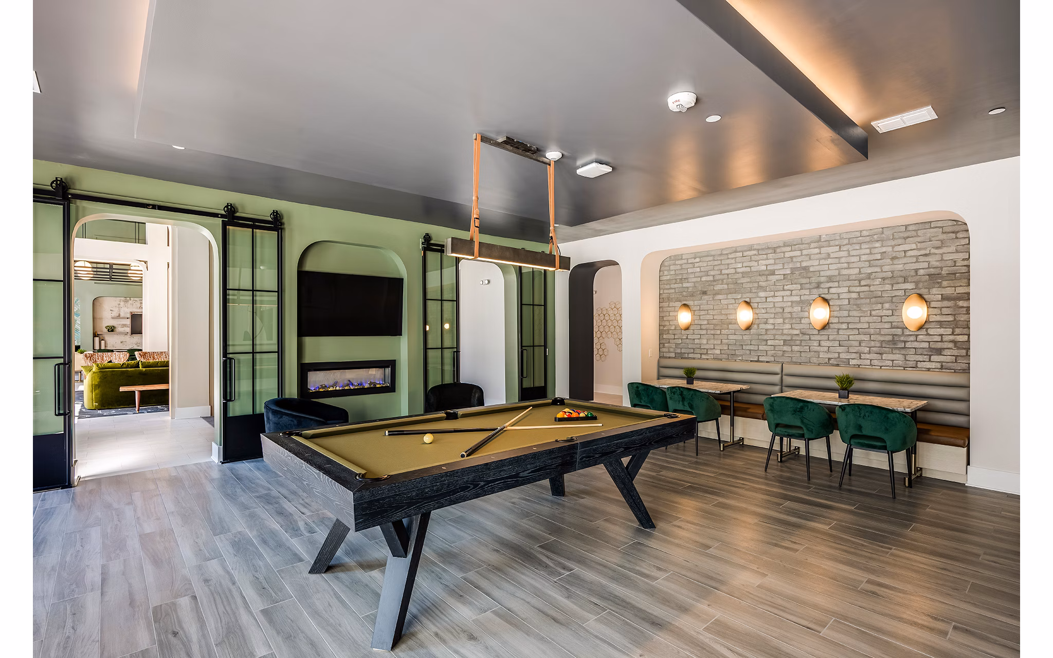 game room at The Allen Apartments