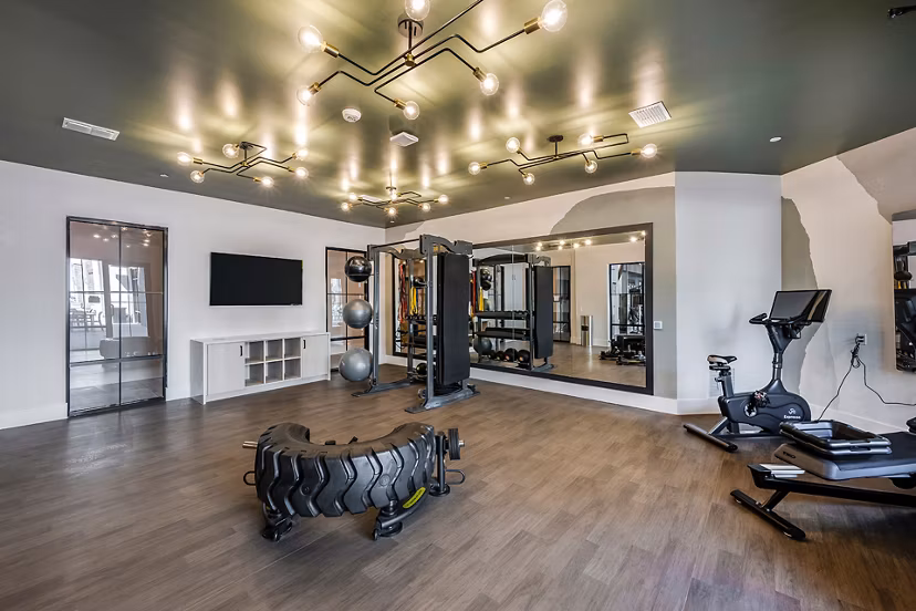 fitness center at The Allen Apartments