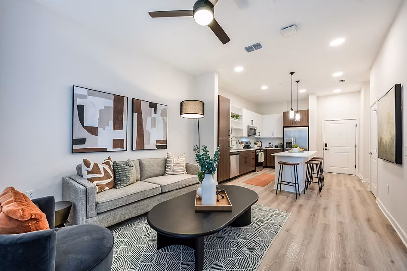 living room at The Allen Apartments