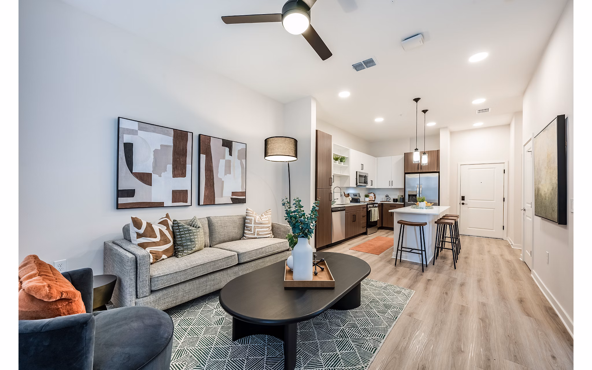 living room at The Allen Apartments