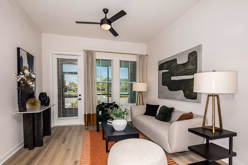 living room at The Allen Apartments