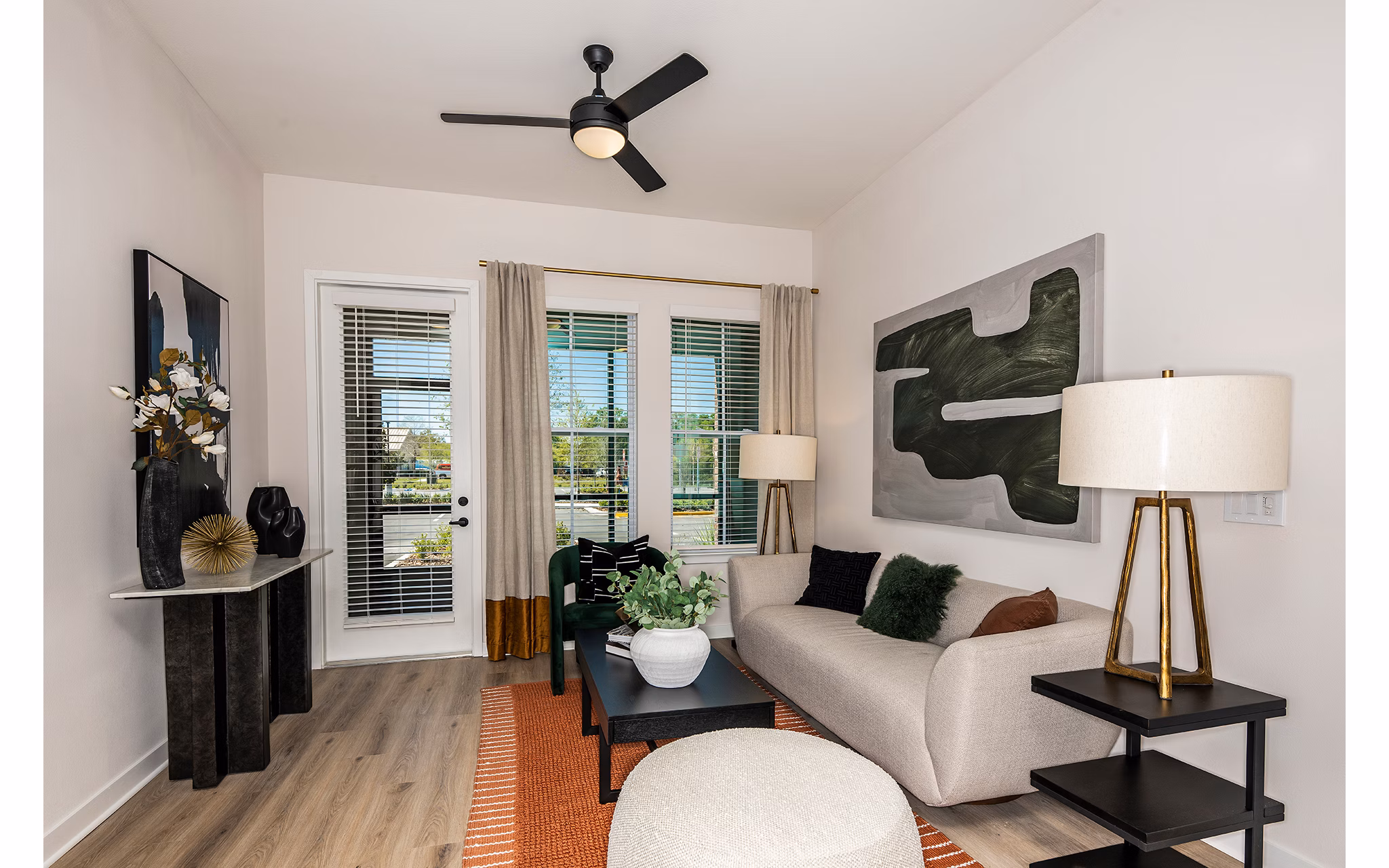living room at The Allen Apartments