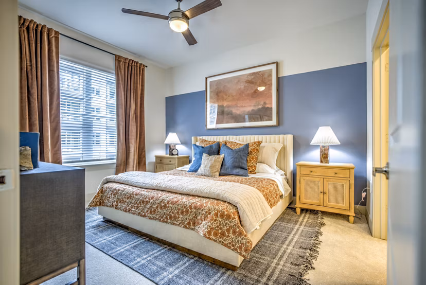 bedroom at Alexan at the Galleria Apartments
