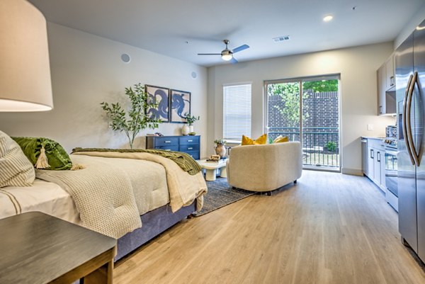 bedroom at Alexan at the Galleria Apartments