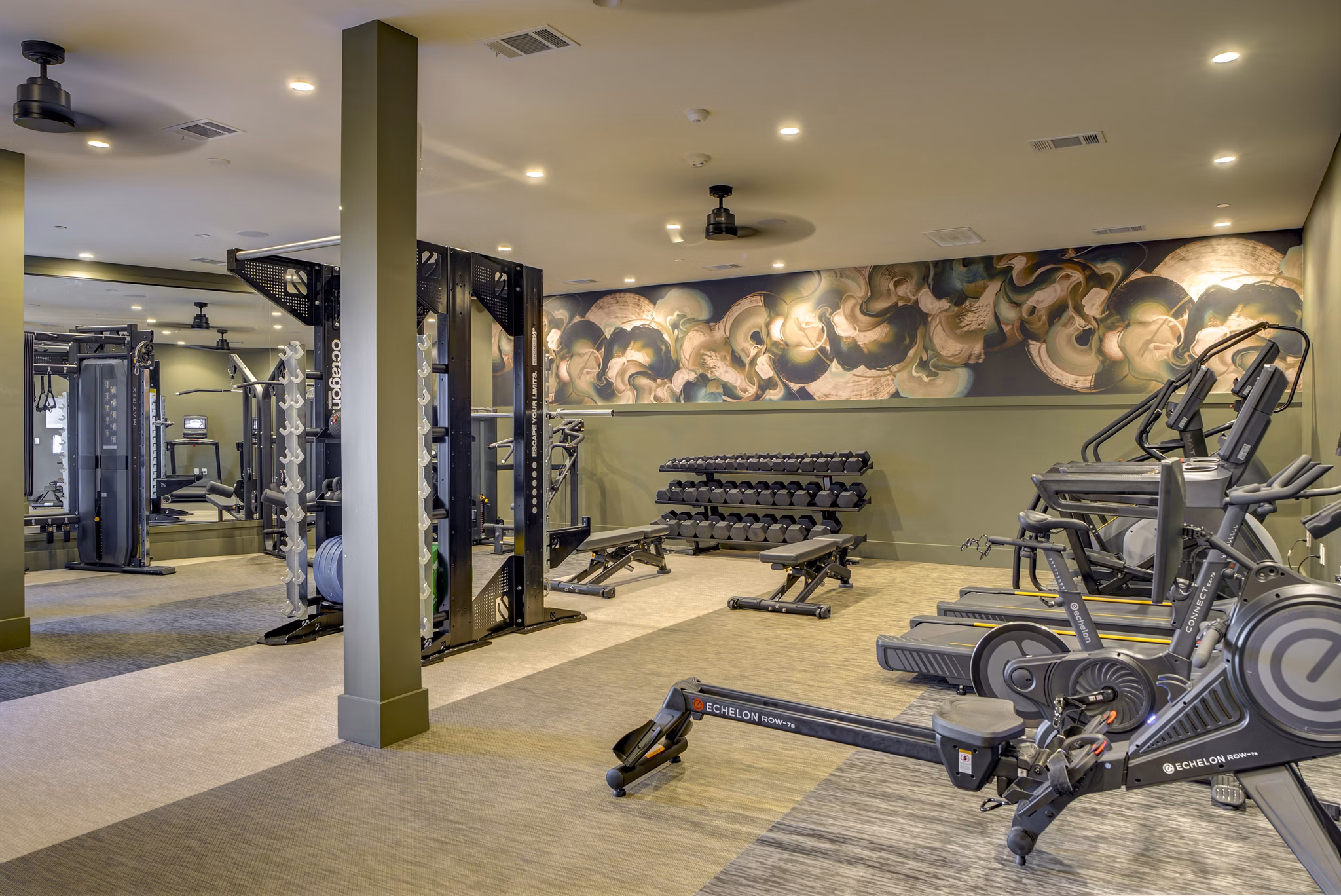 fitness center at Alexan at the Galleria Apartments