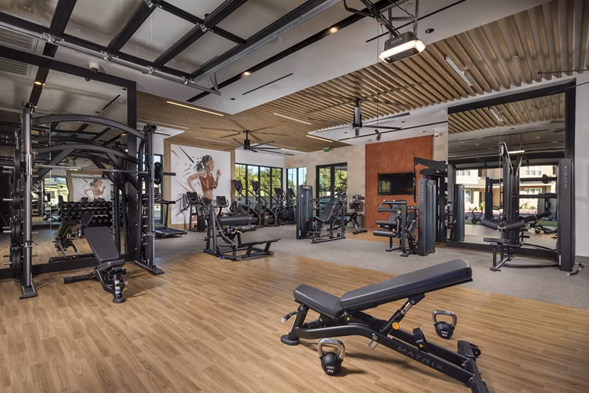 fitness center at The Croft Apartments