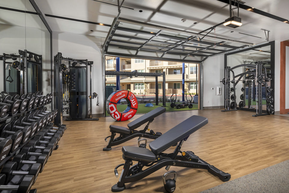 fitness center at The Croft Apartments