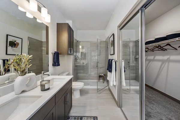 bathroom at The Charles Denver West Apartments