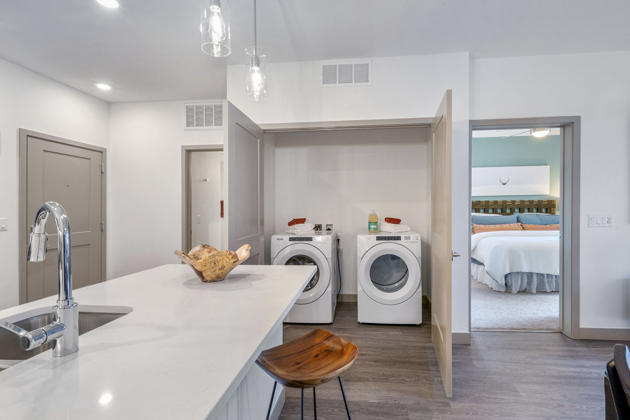 Laundry room at The Charles Denver West