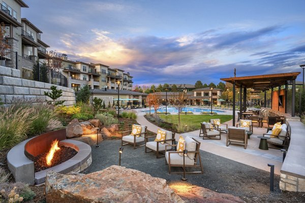 fire pit at The Charles Denver West Apartments