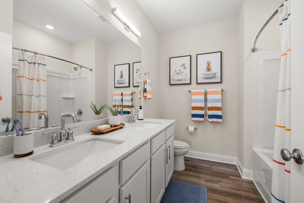 bathroom at The Rosemoor Apartments