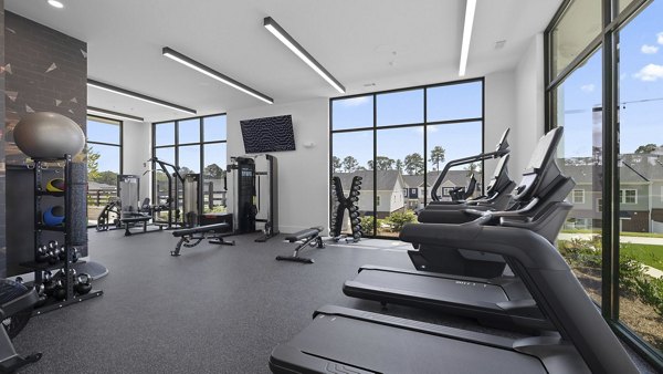 fitness center at The Rosemoor Apartments