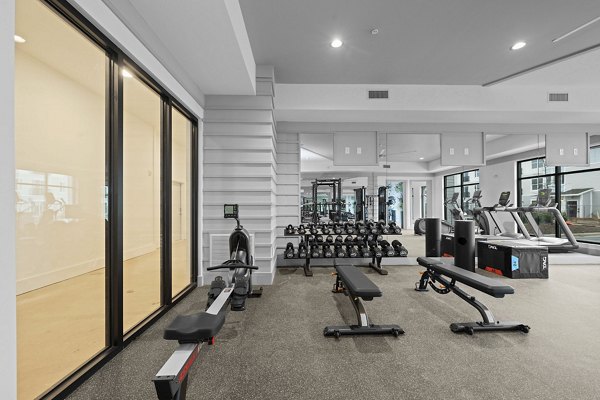 fitness center at Charlotte Exchange Apartments 