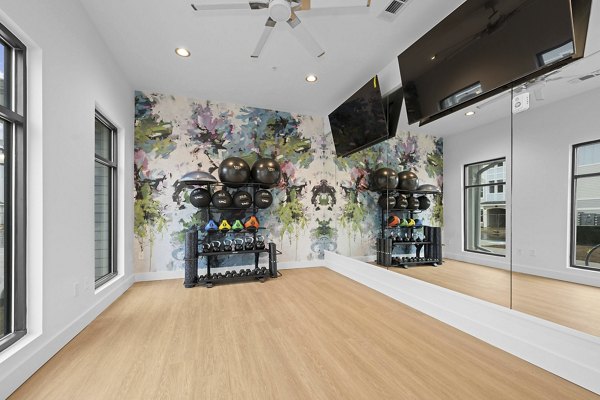 fitness center at Charlotte Exchange Apartments 