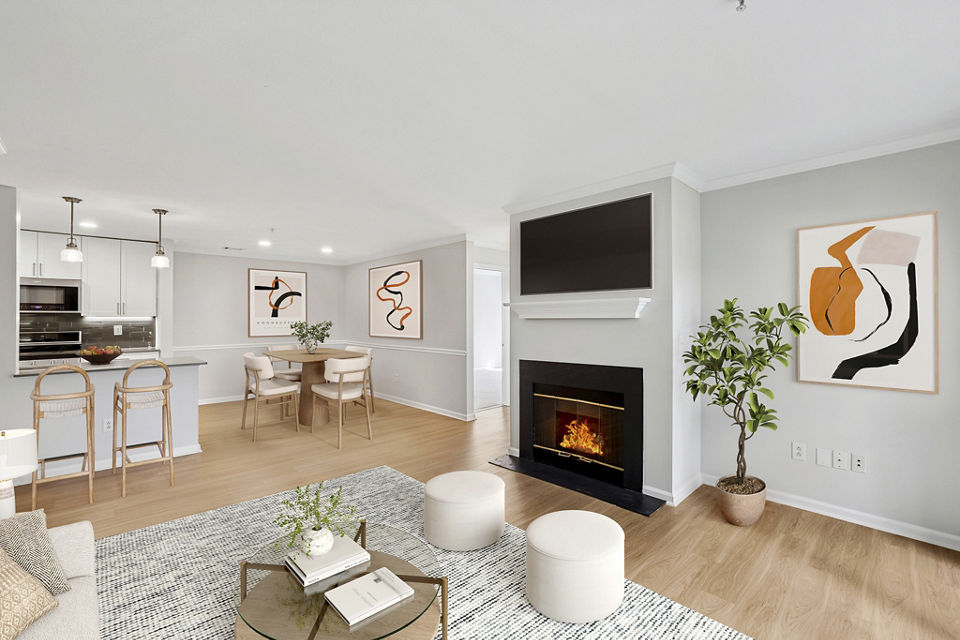 living room at Riverwood at New Canaan Apartments 