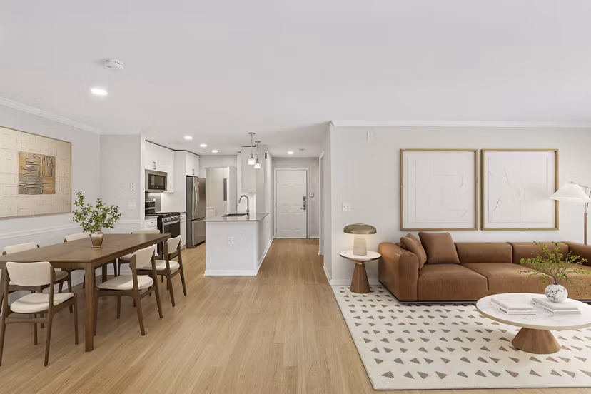 living room at Riverwood at New Canaan Apartments 