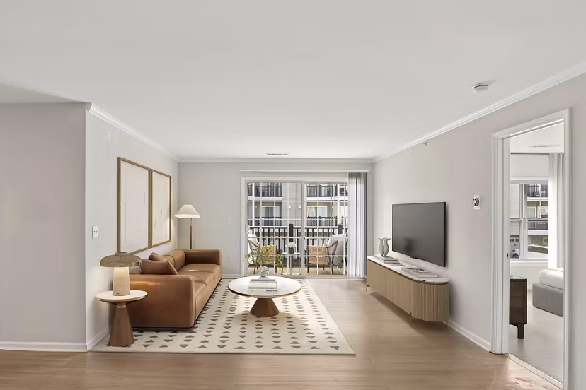 living room at Riverwood at New Canaan Apartments 