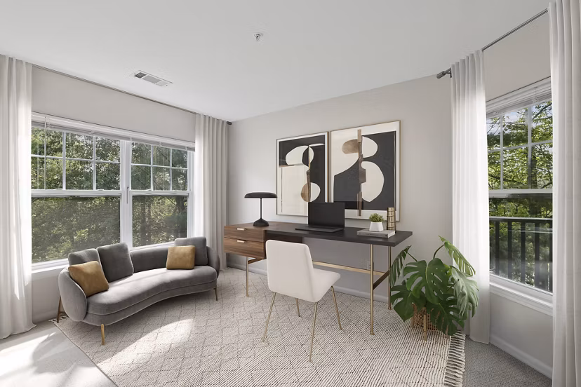 living room at Riverwood at New Canaan Apartments 