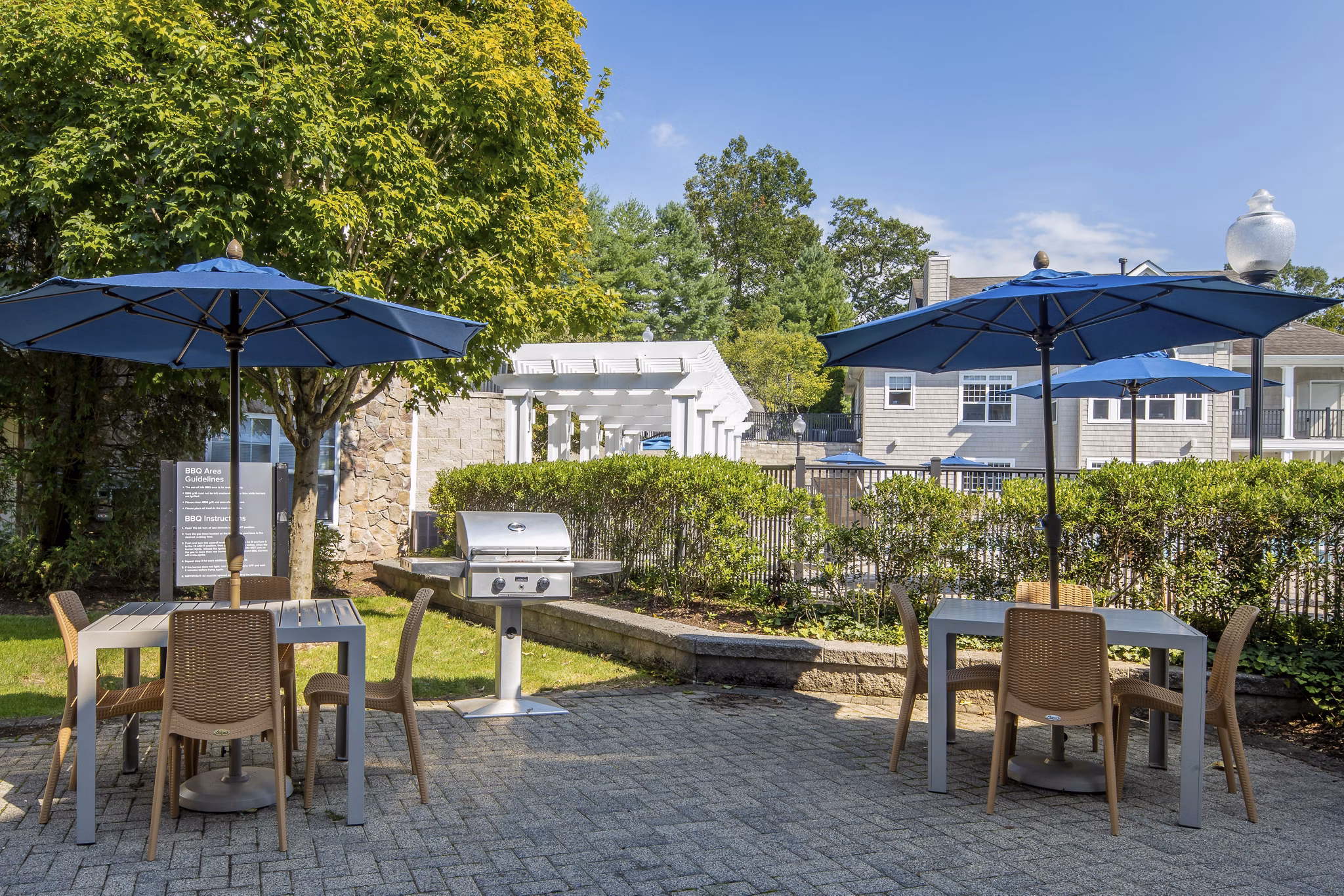 grill area at Riverwood at New Canaan Apartments