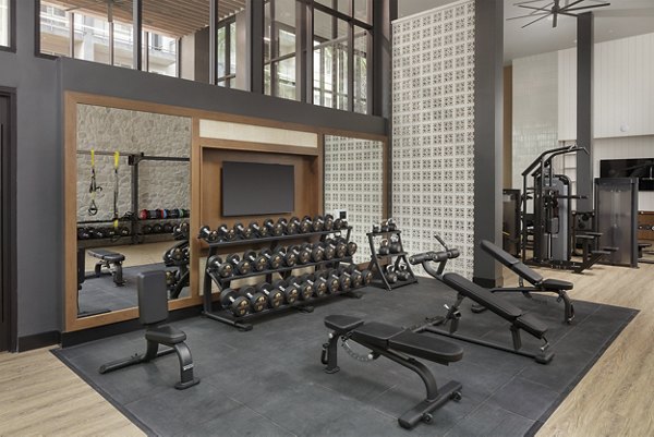 fitness center at Solana at Duarte Station Apartments