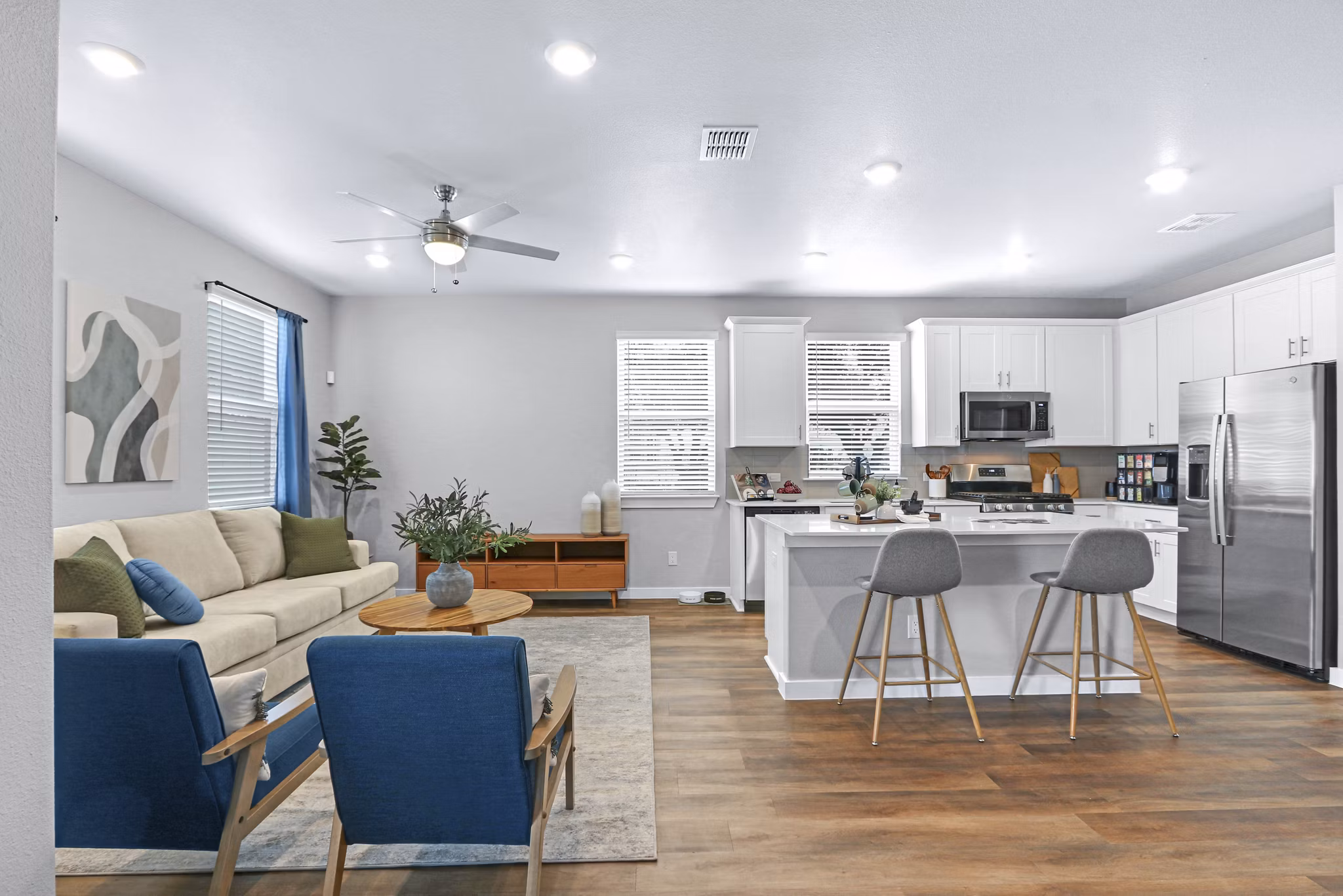 Living Room at Los Cielos at Brooks Luxury Rentals Apartments