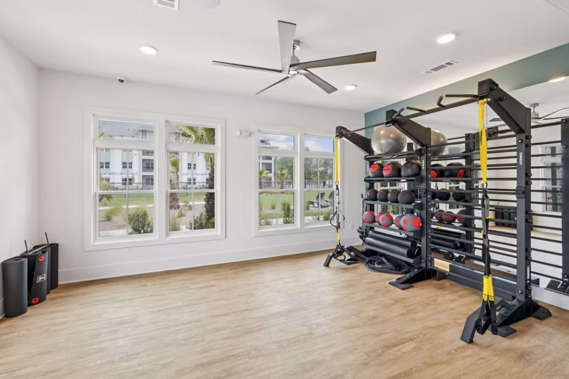 fitness center at Arcadia at Waterway Hills Apartments 