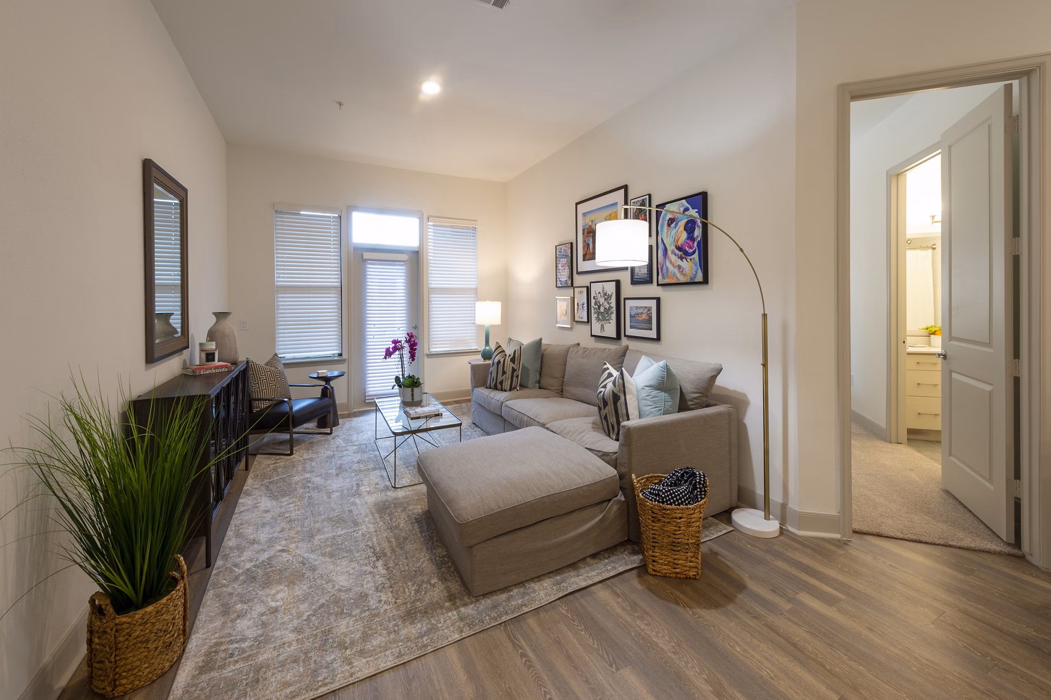 living room at The Briscoe River Oaks Apartments