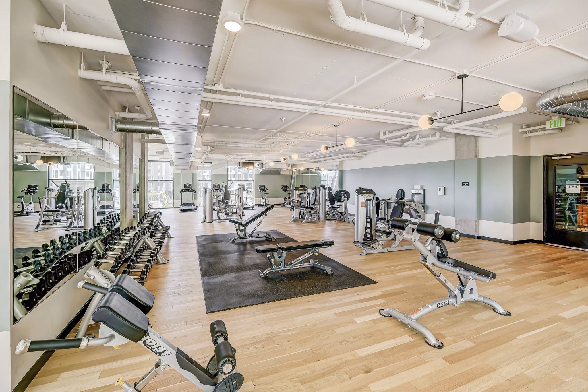 fitness center at Parkside Esterra Park Apartments