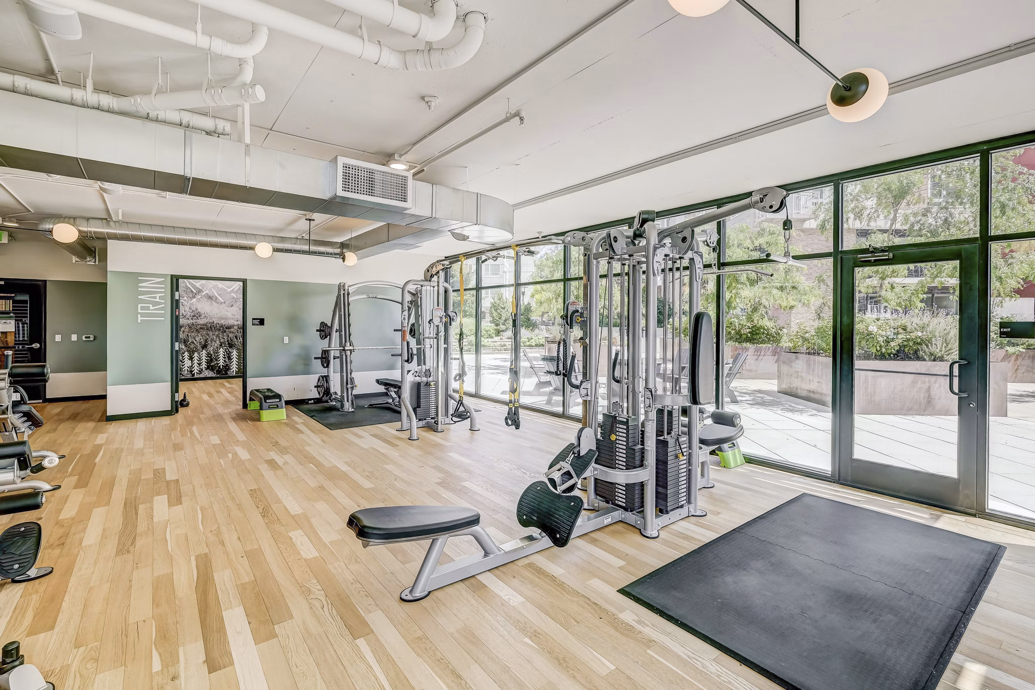 fitness center at Parkside Esterra Park Apartments