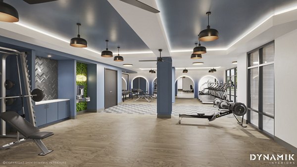 fitness center at The Parker Apartments