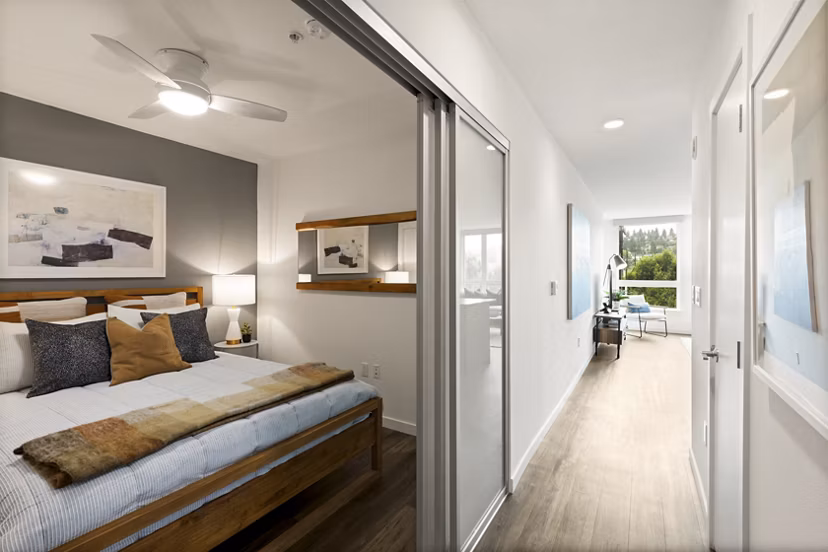 bedroom at Axle Apartments
