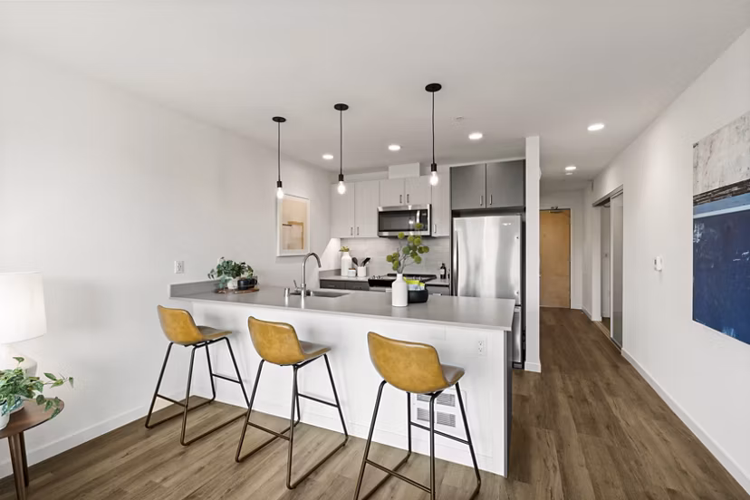 kitchen at Axle Apartments